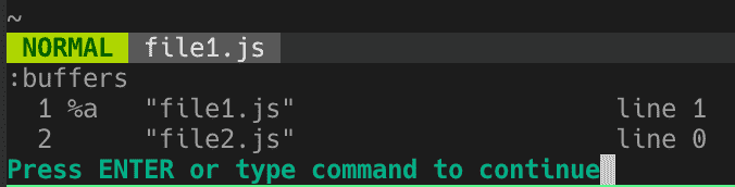 buffers command showing 2 buffers