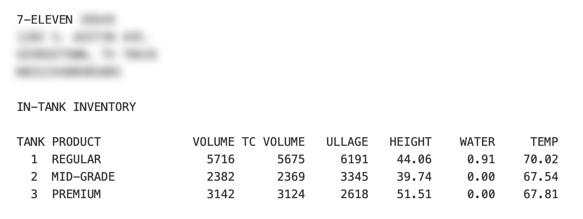 Example: Gas Station Pump Inventories