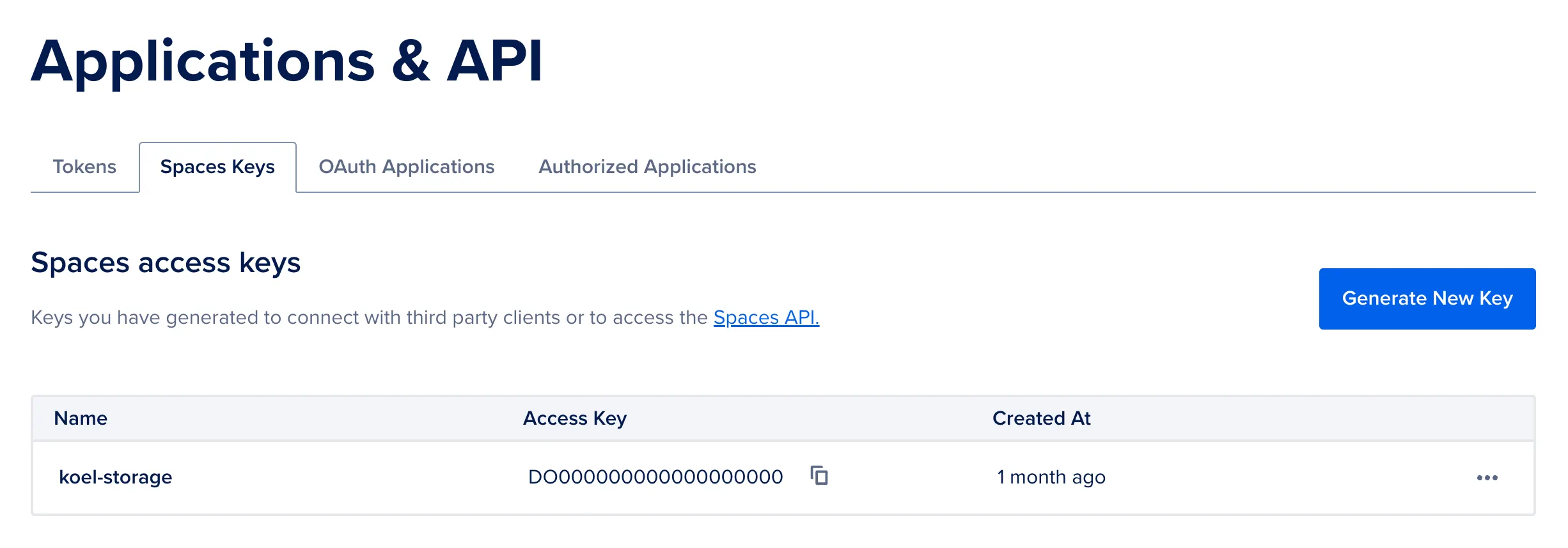 DigitalOcean Spaces keys